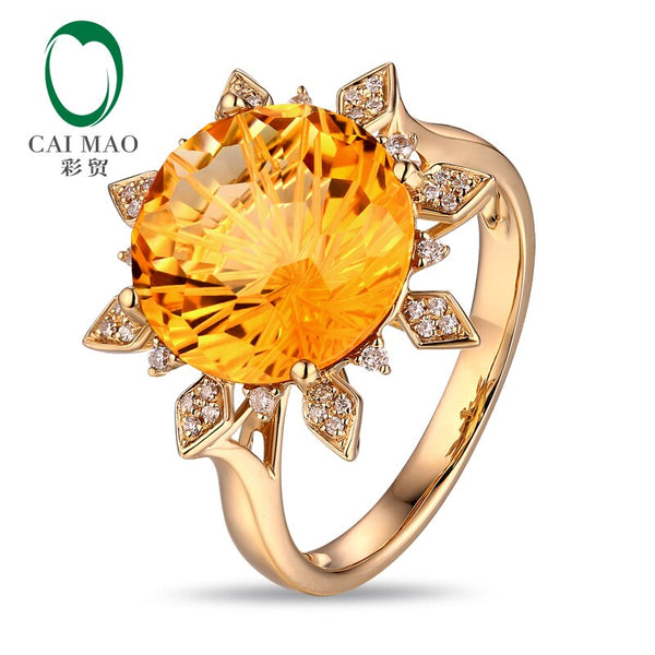 14K Yellow Gold Sun Citrine Ring for Women