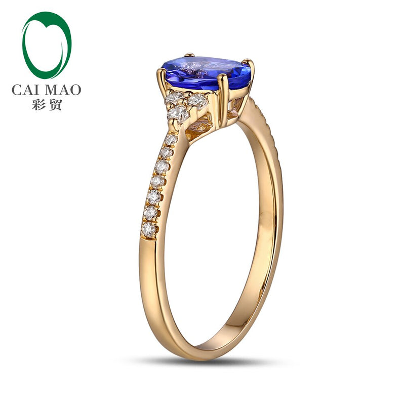 18KT Yellow Gold Tanzanite and Diamond Gemstone Ring for Her