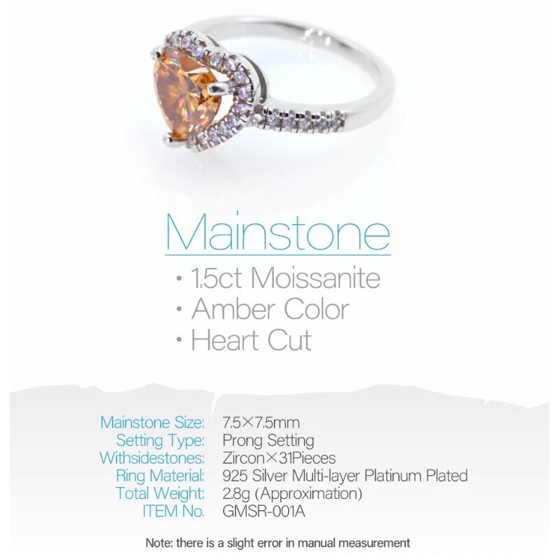 Classic 1.5ct Heart Cut Moissanite Gold Multi-layer Plated Ring 925 Sterling Silver