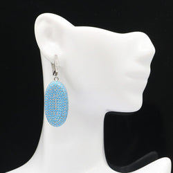 925 Sterling Silver Blue Turquoise Pendant Earrings Set for Ladies