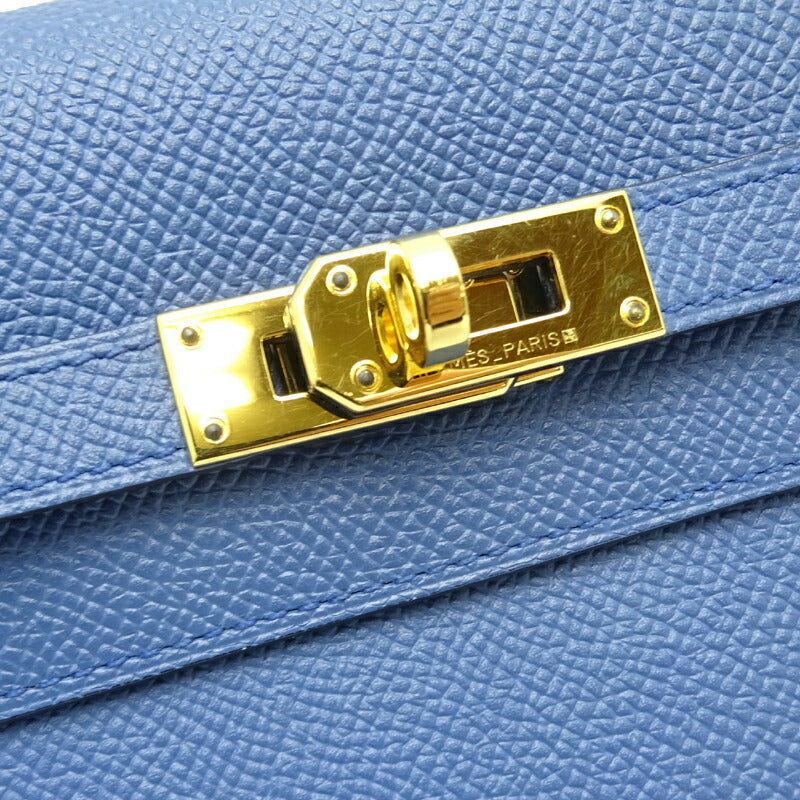 Hermes Kelly X Engraved 2016 Womens Wallet Vaux Epson Blue Plus (Blue) x