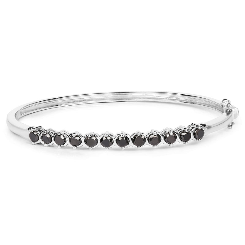 2.10 Carat Genuine Black Diamond .925 Sterling Silver Bangle