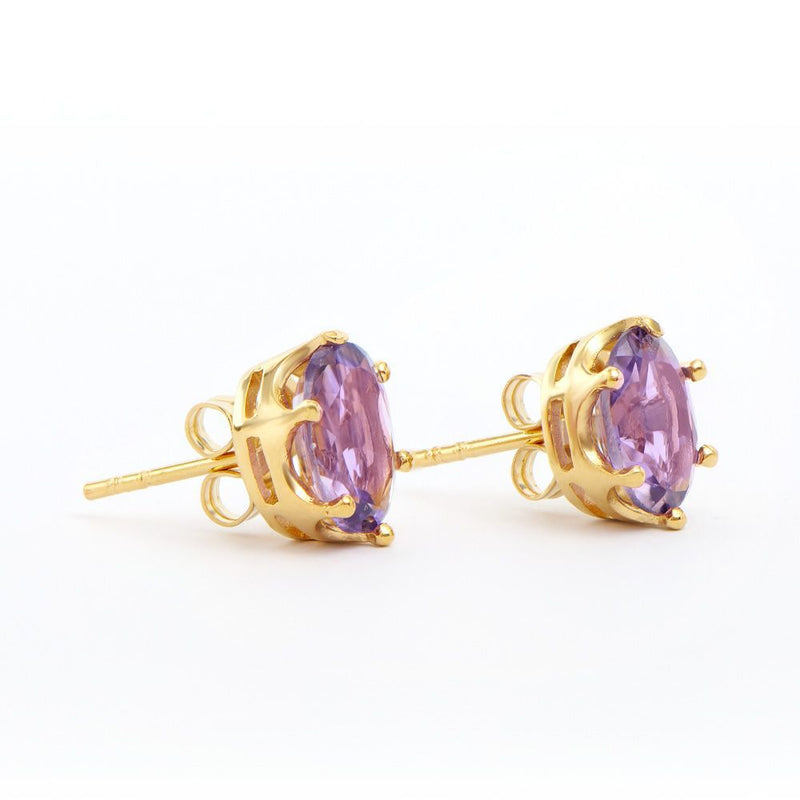 4.25 TW CTS AMETHYST 18K GOLD PLATED DESIGNER EAR-RINGS