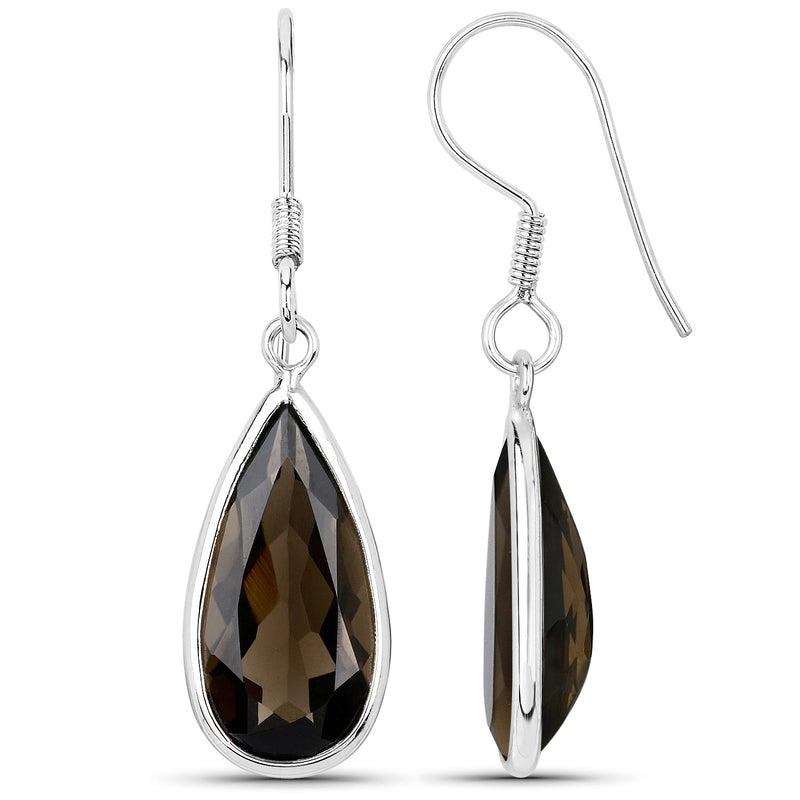 12.20 Carat Genuine Smoky Quartz .925 Sterling Silver Earrings