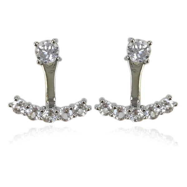 925 Sterling Silver Women Drop Dangle Earring White Topaz