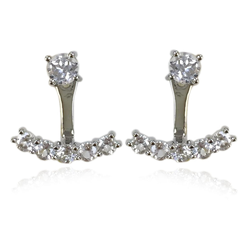 925 Sterling Silver Women Drop Dangle Earring White Topaz