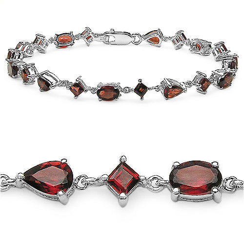 7.00 Carat Genuine Garnet Sterling Silver Bracelet