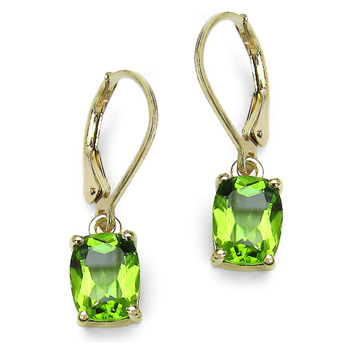 14K Yellow Gold Plated 4.40 Carat Genuine Peridot Sterling Silver Earrings