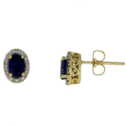 1.31ct Sapphire Diamond Stud Earrings 14KT Yellow Gold