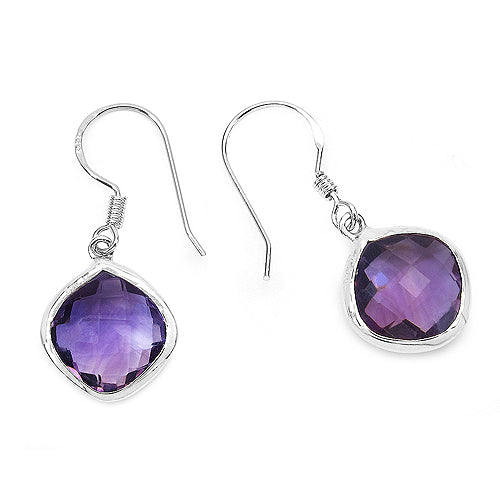 10.60 Carat Genuine Amethyst .925 Sterling Silver Earrings