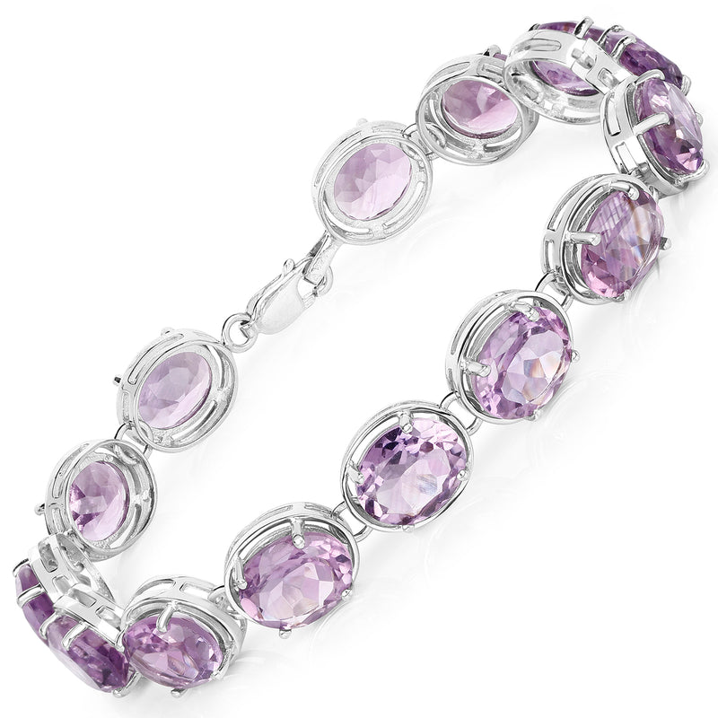 30.10 Carat Genuine Amethyst .925 Sterling Silver Bracelet