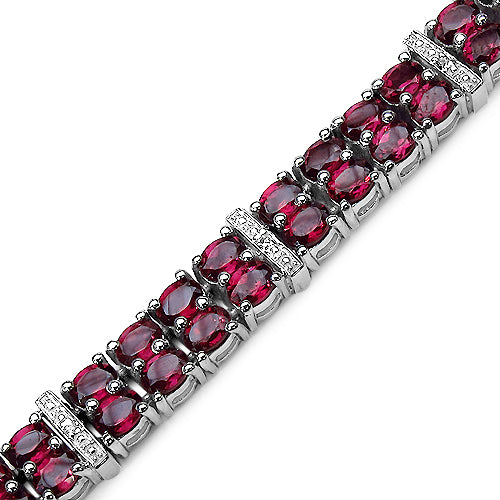 17.65 Carat Genuine Rhodolite .925 Sterling Silver Bracelet