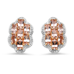 18K Rose Gold Plated 3.78 Carat Genuine Morganite .925 Sterling Silver Earrings