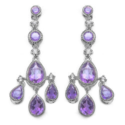 6.48 Carat Genuine Pink Amethyst and White Topaz .925 Sterling Silver Earrings