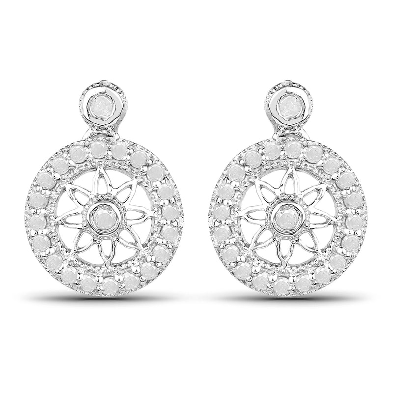 0.71 Carat Genuine White Diamond .925 Sterling Silver Earrings