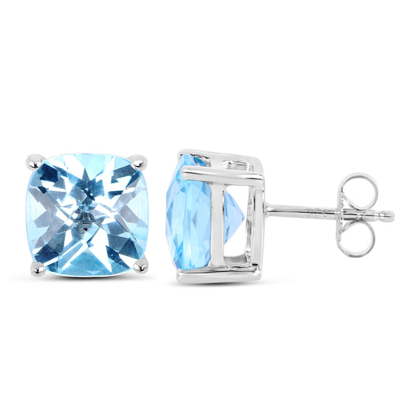 8.80 Carat Genuine Blue Topaz Sterling Silver Earrings