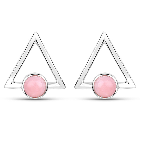 1.20 Carat Genuine Pink Opal .925 Sterling Silver Earrings