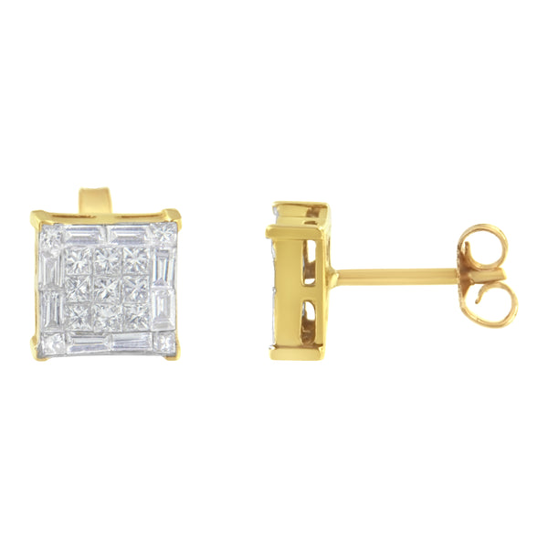 10KT Yellow Gold Diamond Stud Earrings (1 cttw, I-J Color, SI2-I1 Clarity)