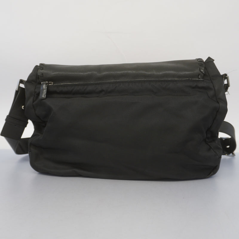 Auth Prada Shoulder Bag Womens NylonLeather Shoulder Bag Black