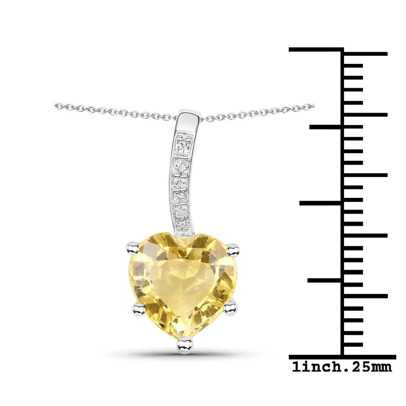 2.24 Carat Genuine Citrine and White Topaz .925 Sterling Silver Pendant