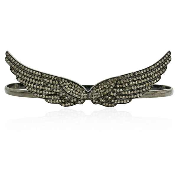 Angel Wings Palm Bracelet 925 Sterling Silver Pave Diamond Jewelry