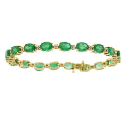 Emerald Diamond Tennis Bracelet 14KT Yellow Gold