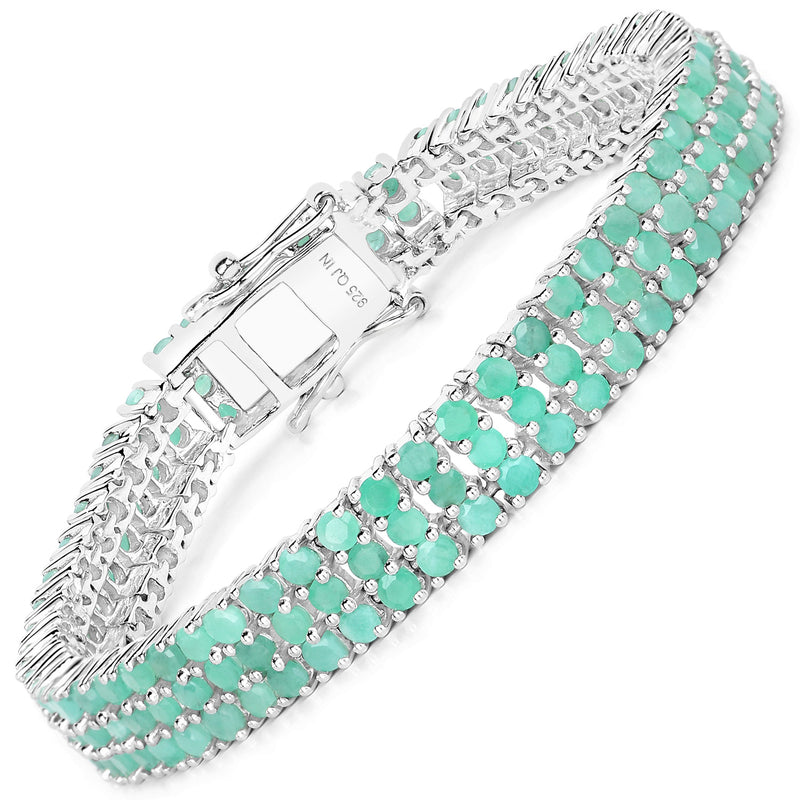 9.41 Carat Genuine Emerald .925 Sterling Silver Bracelet