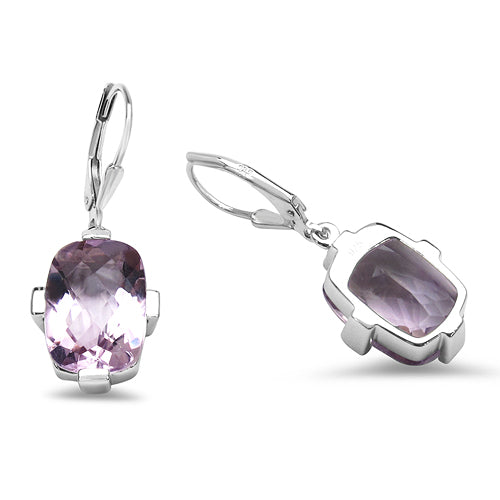 18K Rose Gold Plated 14.30 Carat Genuine Amethyst .925 Sterling Silver Earrings