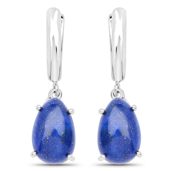 6.77 Carat Genuine Lapis .925 Sterling Silver Earrings