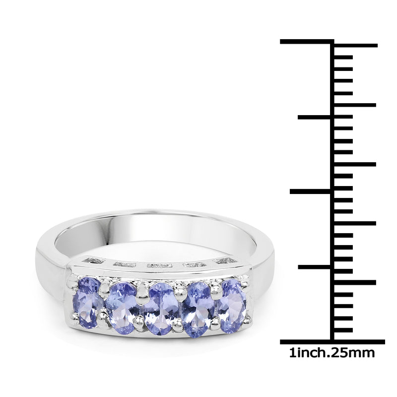 1.25 Carat Genuine Tanzanite .925 Sterling Silver Ring