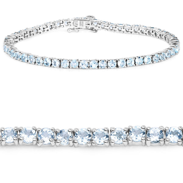 6.36 Carat Genuine Blue Topaz .925 Sterling Silver Bracelet