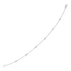 14k White Gold 7 inch Bracelet with Diamond Stations