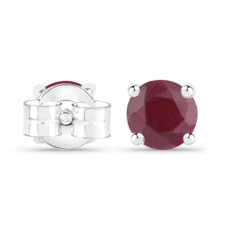 1.10 Carat Genuine Ruby .925 Sterling Silver Earrings