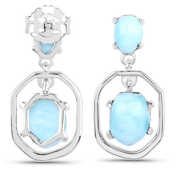 4.80 Carat Genuine Larimar .925 Sterling Silver Earrings