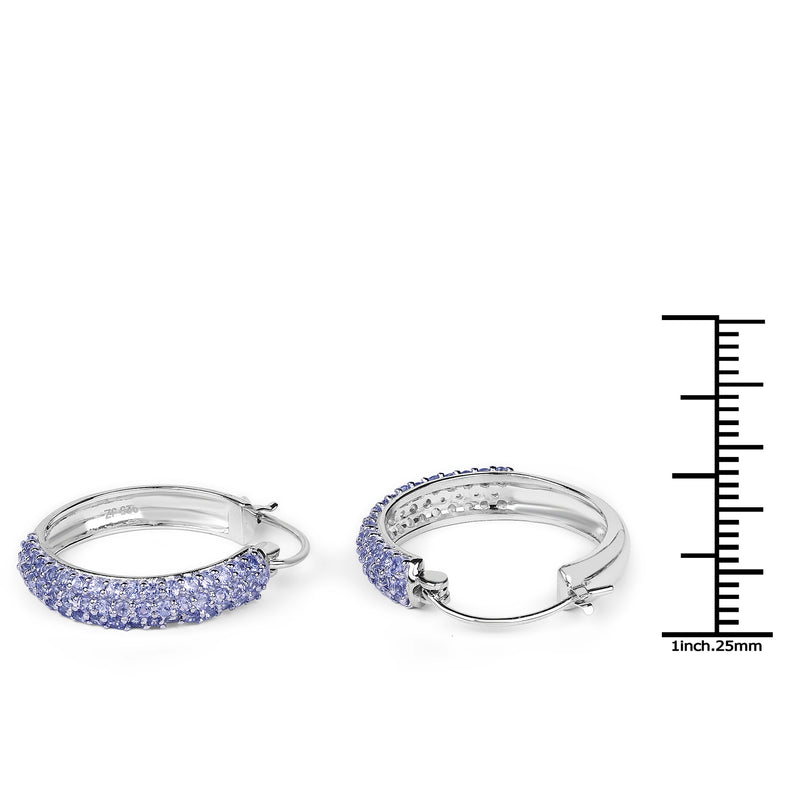 3.06 Carat Genuine Tanzanite .925 Sterling Silver Earrings