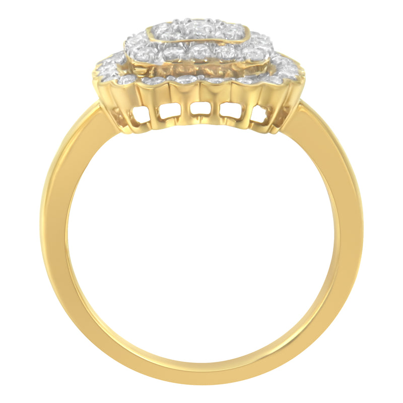 10K Yellow Gold Plated .925 Sterling Silver Diamond Cocktail Ring (3/4 Cttw, J-K Color, I2-I3 Clarity) - Size 7