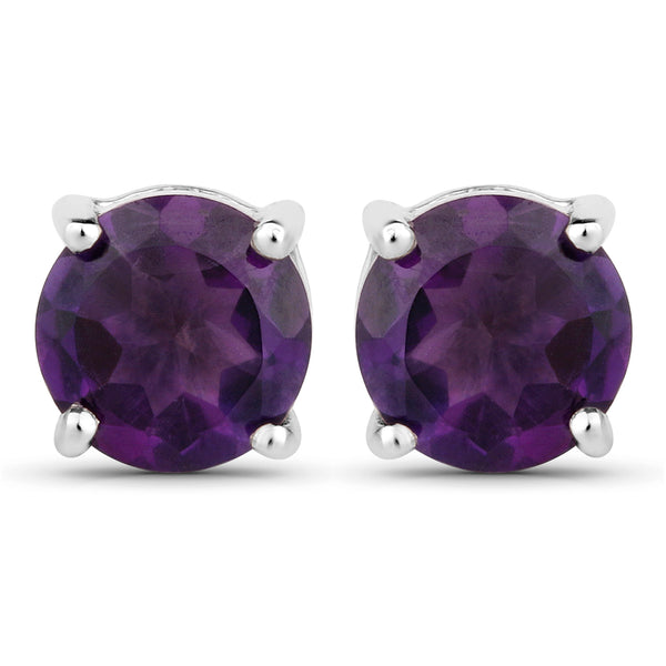 1.46 Carat Genuine Amethyst .925 Sterling Silver Earrings