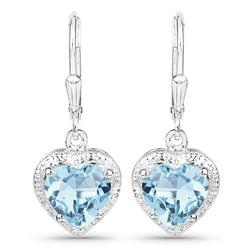 4.00 Carat Genuine Blue Topaz .925 Sterling Silver Earrings