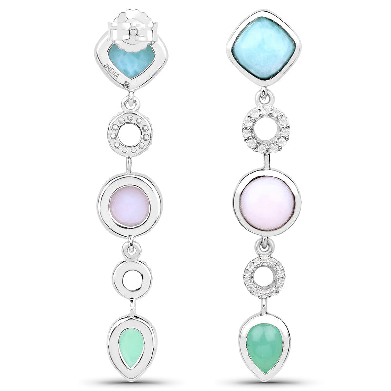 7.07 Carat Genuine Multi Stone .925 Sterling Silver Earrings