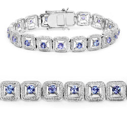 4.14 Carat Genuine Tanzanite .925 Sterling Silver Bracelet