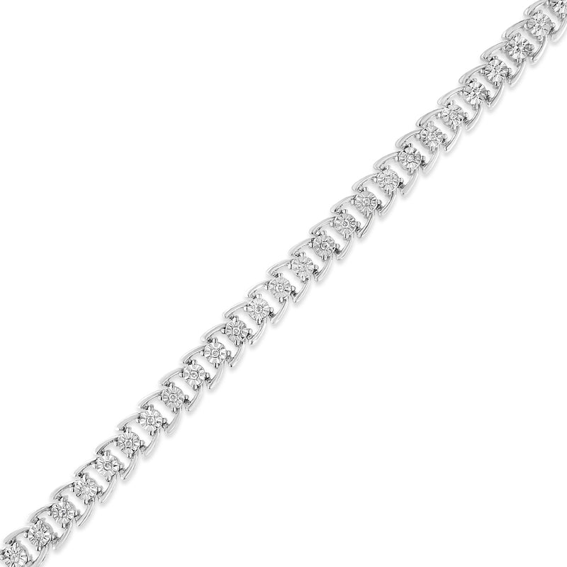 .925 Sterling Silver 1/4 Cttw Miracle Set Round Diamond Composite Open Linked Composite Line Bracelet (I-J Color, I3-Promo Clarity) - 7.5"