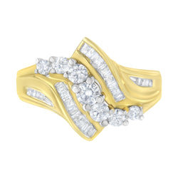 10kt Yellow Gold 1 ct TDW Diamond Bypass Ring (H-II1-I2)
