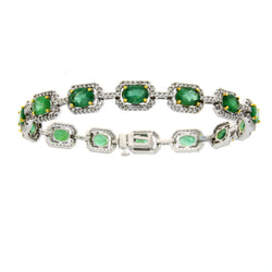 11.77ct Emerald Diamond Tennis Bracelet 14KT White Gold