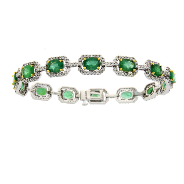 11.77ct Emerald Diamond Tennis Bracelet 14KT White Gold