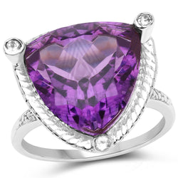 8.29 Carat Genuine Amethyst and White Topaz .925 Sterling Silver Ring