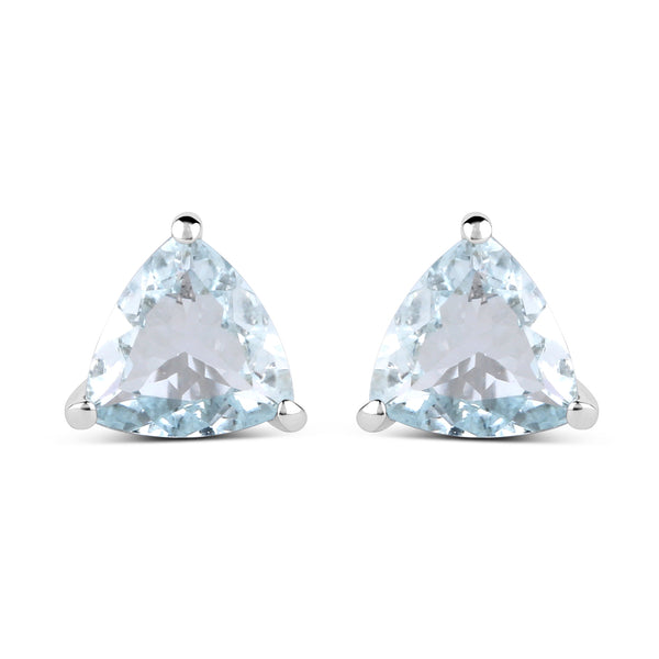 1.26 Carat Genuine Aquamarine .925 Sterling Silver Earrings