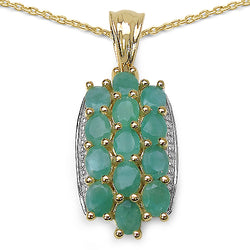 14K Yellow Gold Plated 2.60 Carat Genuine Emerald .925 Sterling Silver Pendant