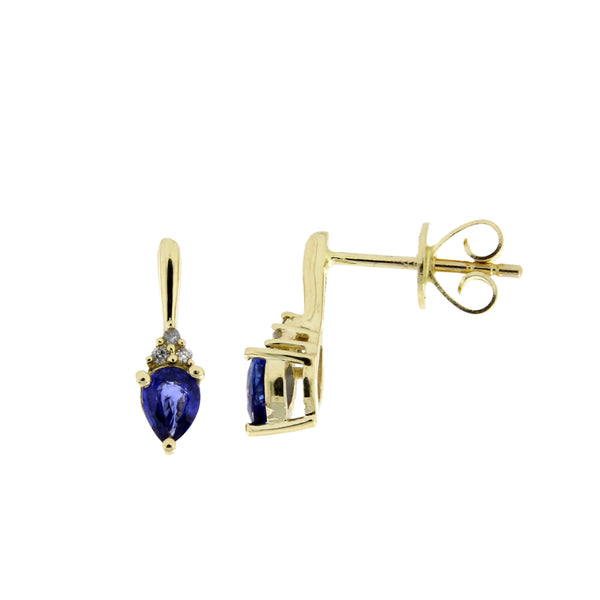 .63ct Sapphire Diamond Earrings 14KT Yellow Gold