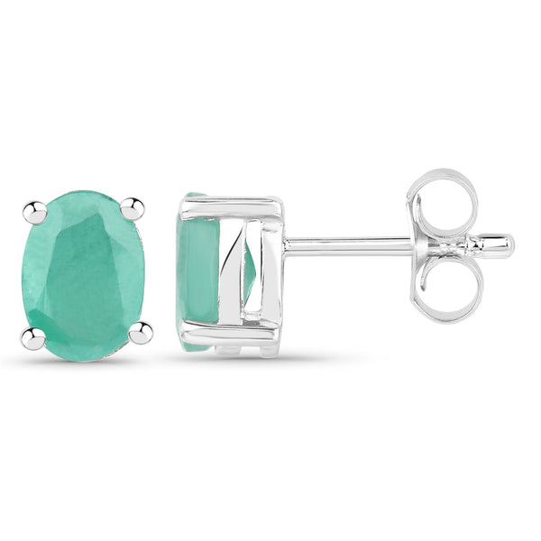 1.60 Carat Dyed Emerald .925 Sterling Silver Earrings