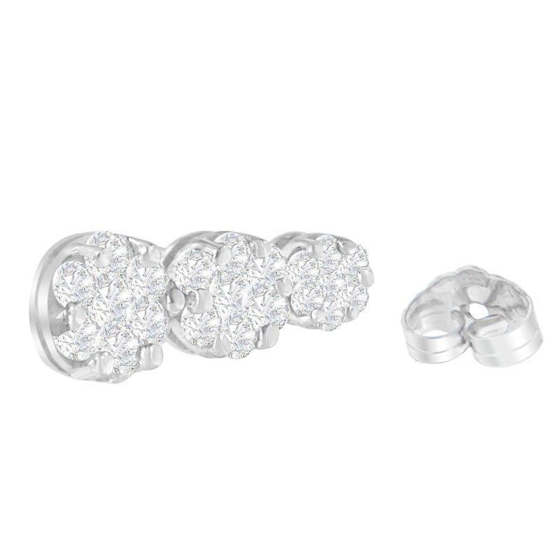 14K White Gold 2ct. TDW Round-cut Diamond Earrings (H-II1-I2)